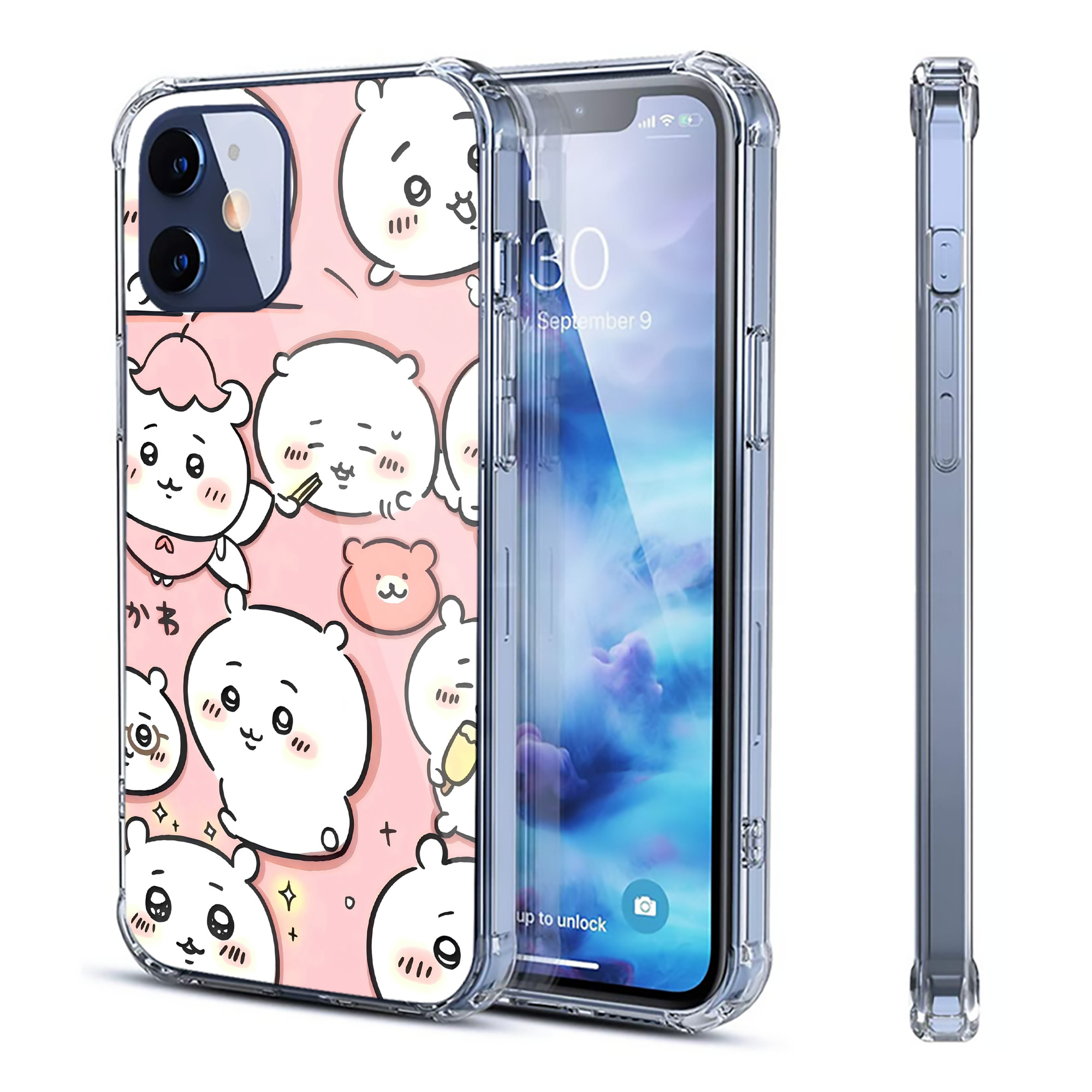 （画像用） ちいかわ Chii-kawa 【iPhone 12シリーズ対応】透明スマホケース（クリアソフトケース）
